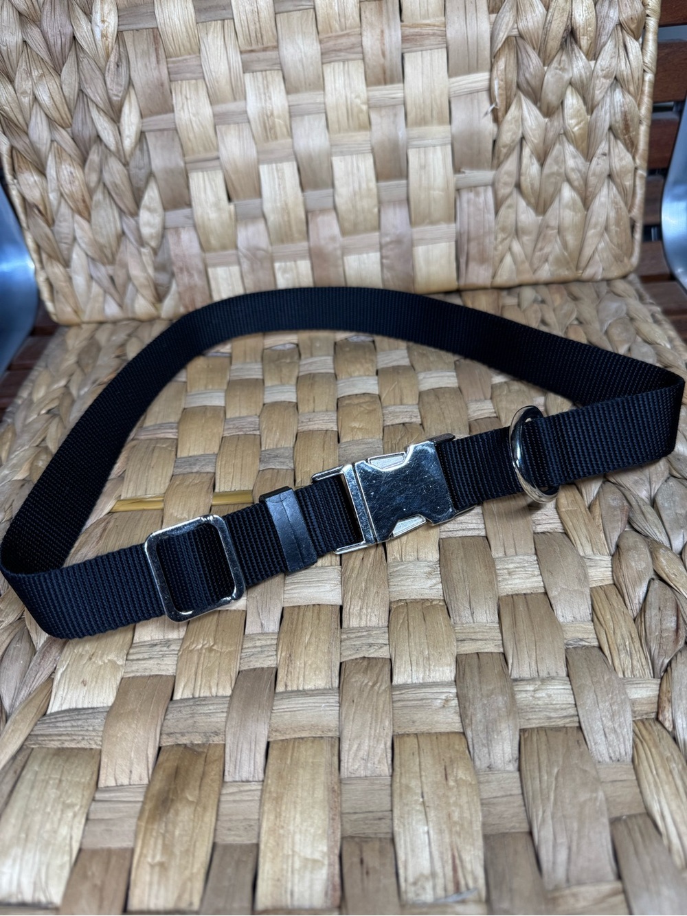 Dog collar black nylon adjustable quick release